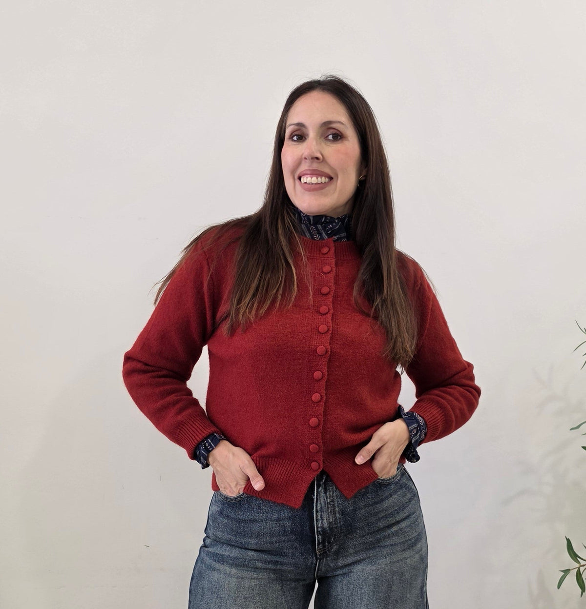 CHAQUETA BOTÓN ROJIZO