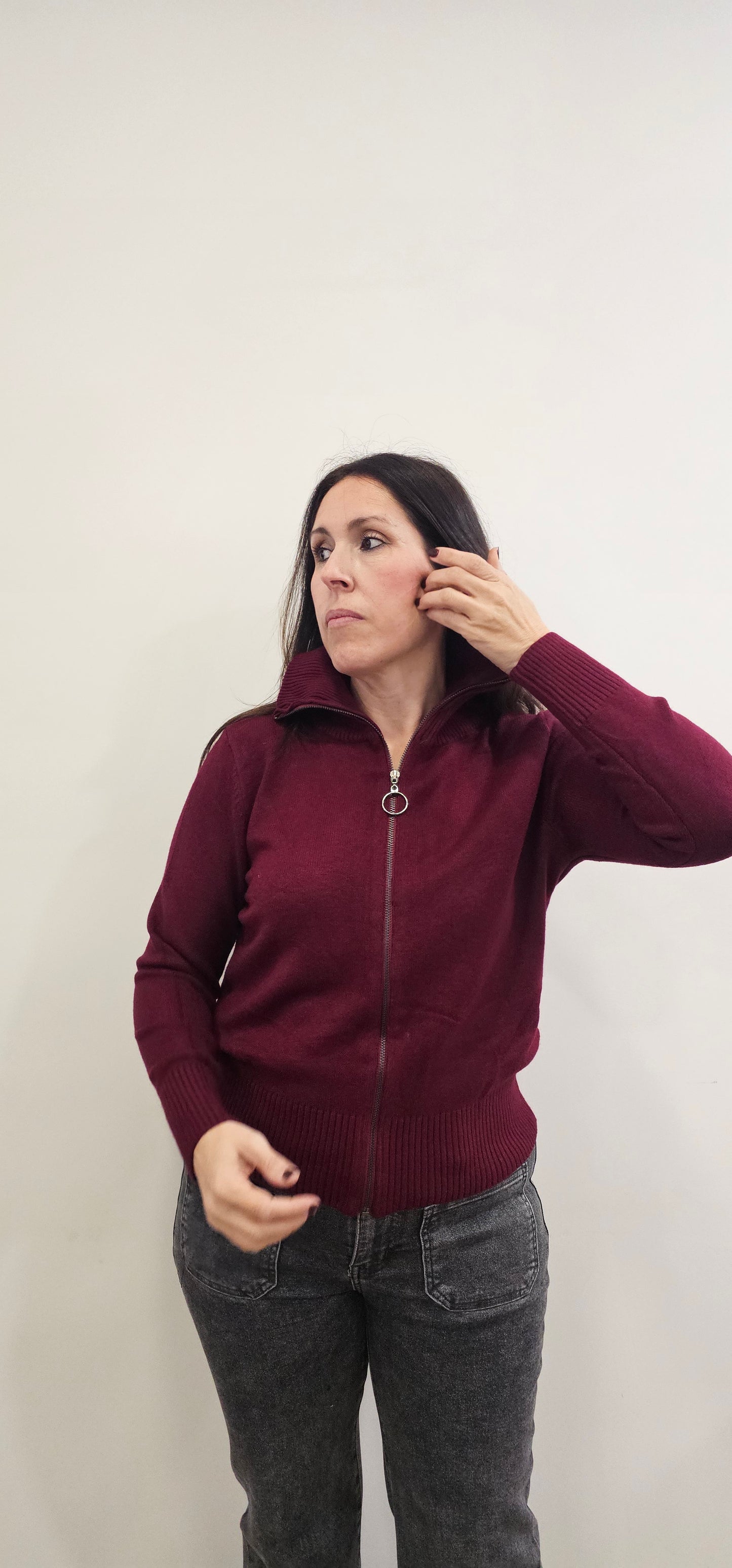 CHAQUETA CREMALLERA BURDEOS