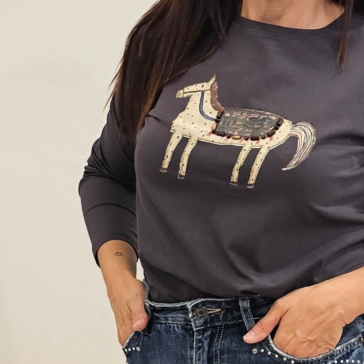 CAMISETA HORSE GRIS