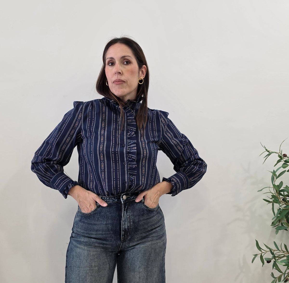 CAMISA NAVAJO AVELLANA MARINO