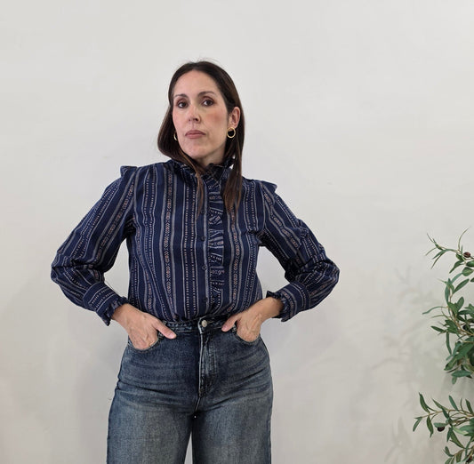 CAMISA NAVAJO AVELLANA MARINO