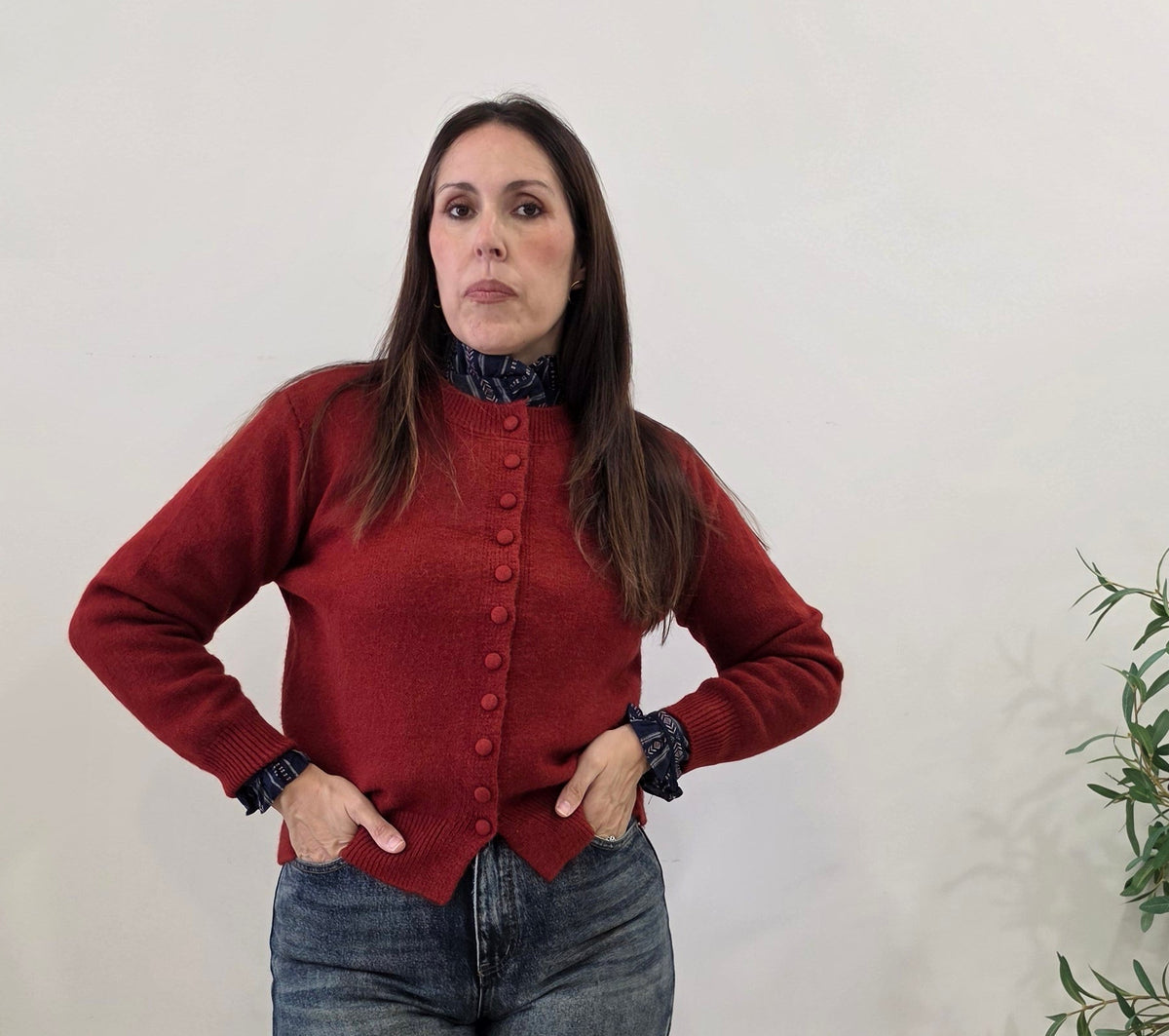 CHAQUETA BOTÓN  ROJIZO