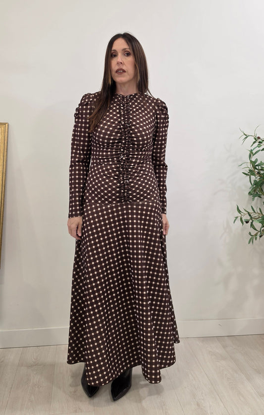 VESTIDO CUADROS MARRÓN