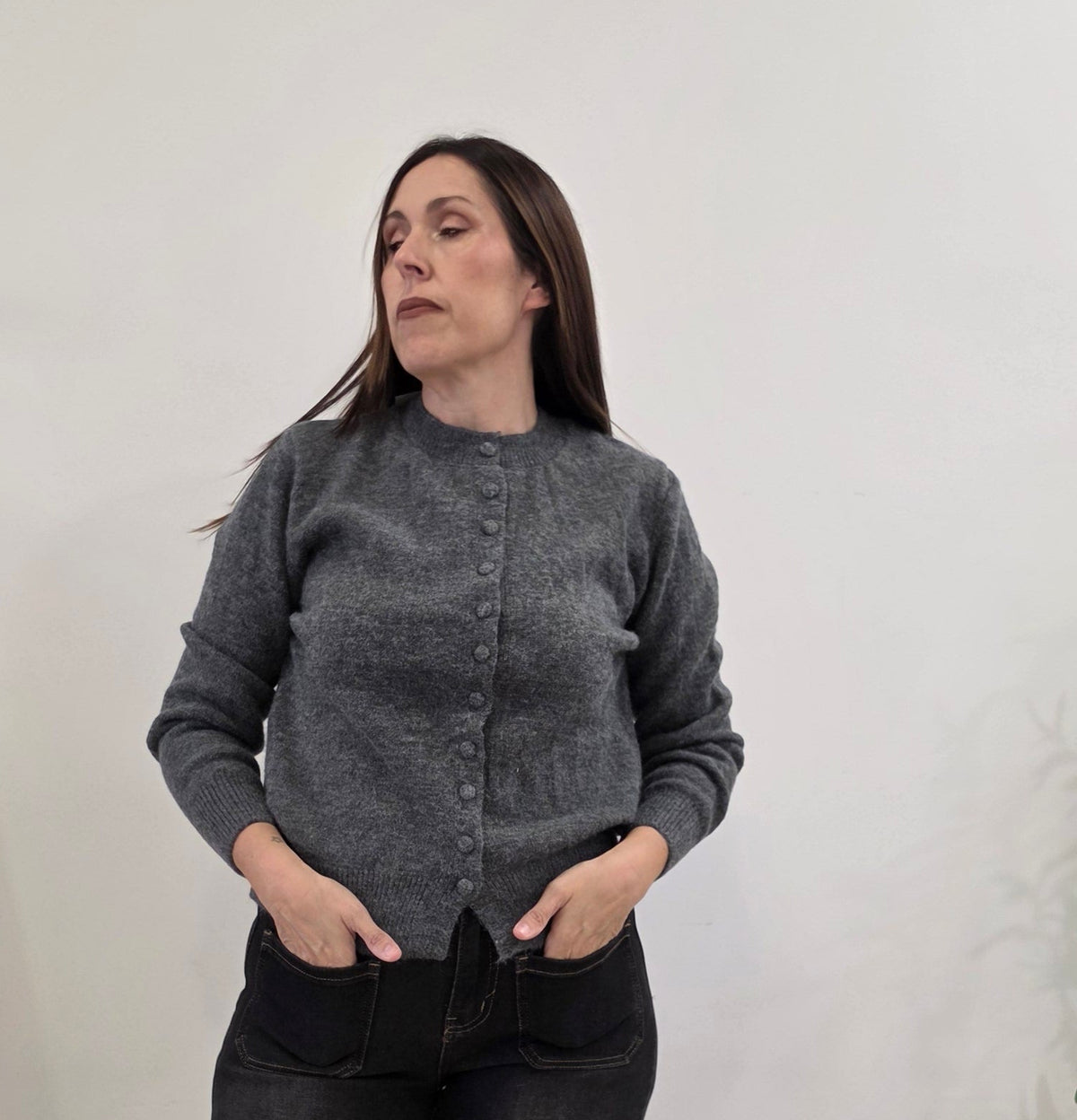CHAQUETA BOTÓN GRIS