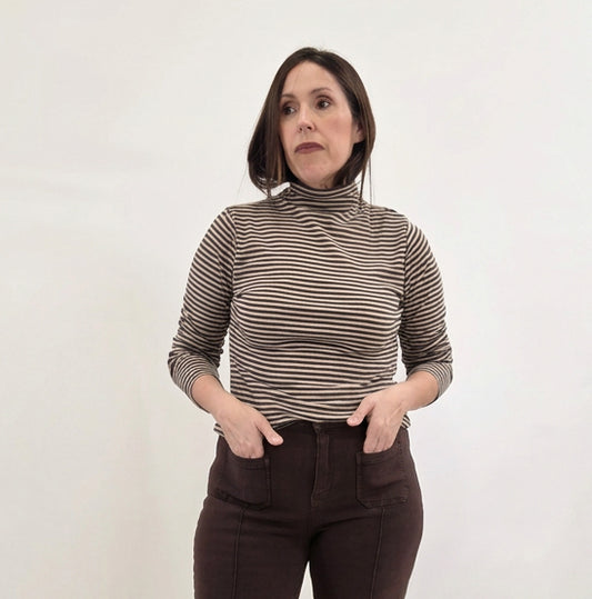 CAMISETA RAYAS MARRÓN Y BEIGE