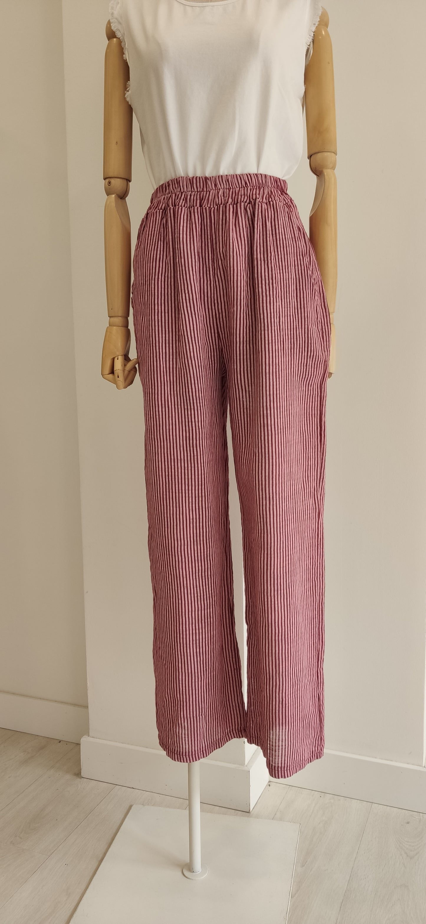 PANTALÓN RAYAS FRESA