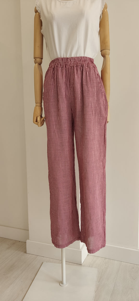 PANTALÓN RAYAS FRESA