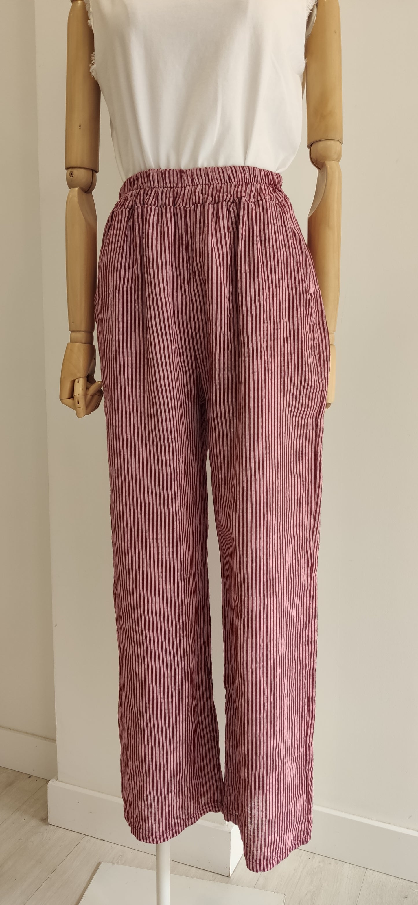 PANTALÓN RAYAS FRESA