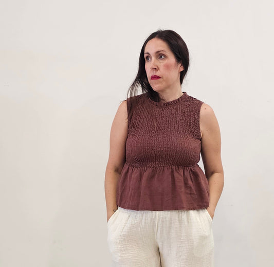 BLUSA INDIGO BURDEOS