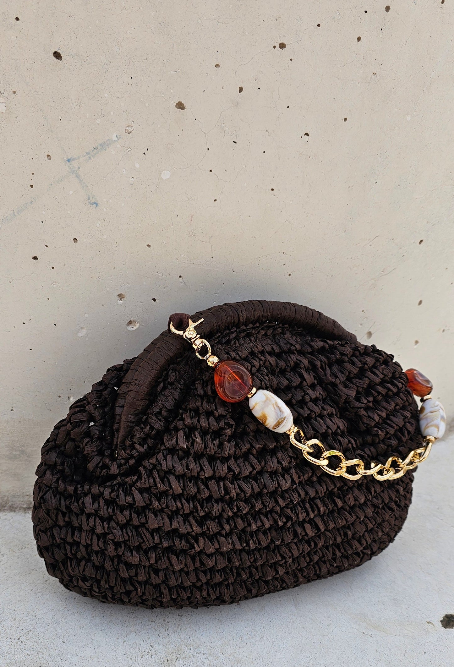 BOLSO RAFIA NATURAL CHOCO