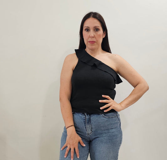 TOP ASIMETRICO NEGRO