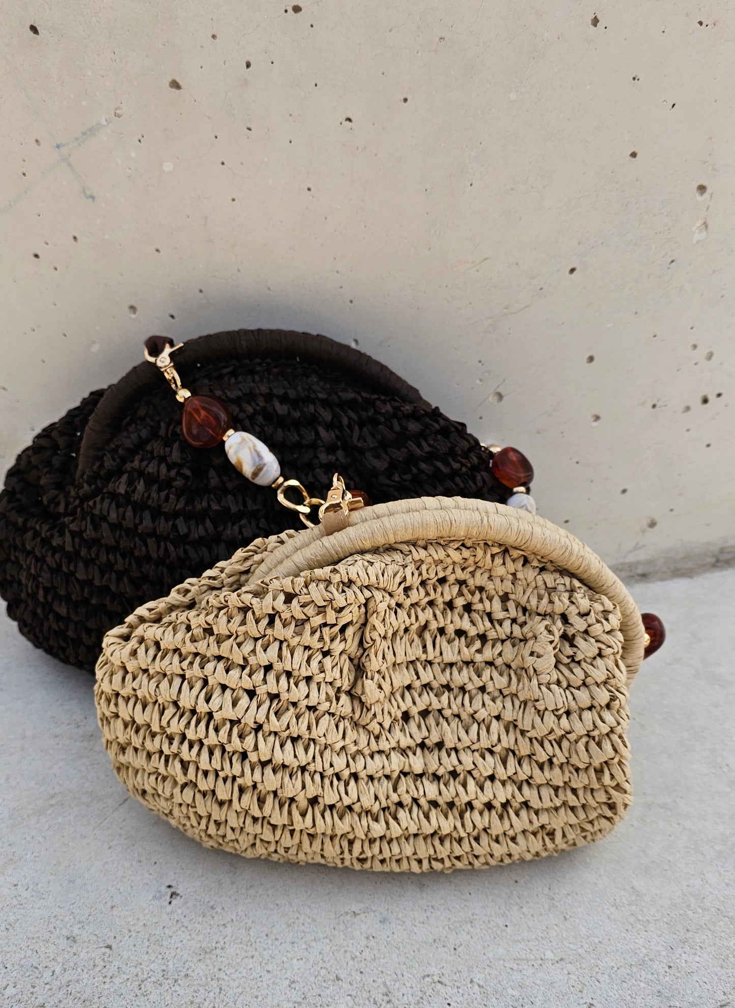 BOLSO RAFIA NATURAL CHOCO