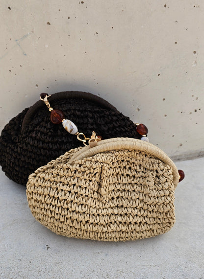BOLSO RAFIA NATURAL CHOCO