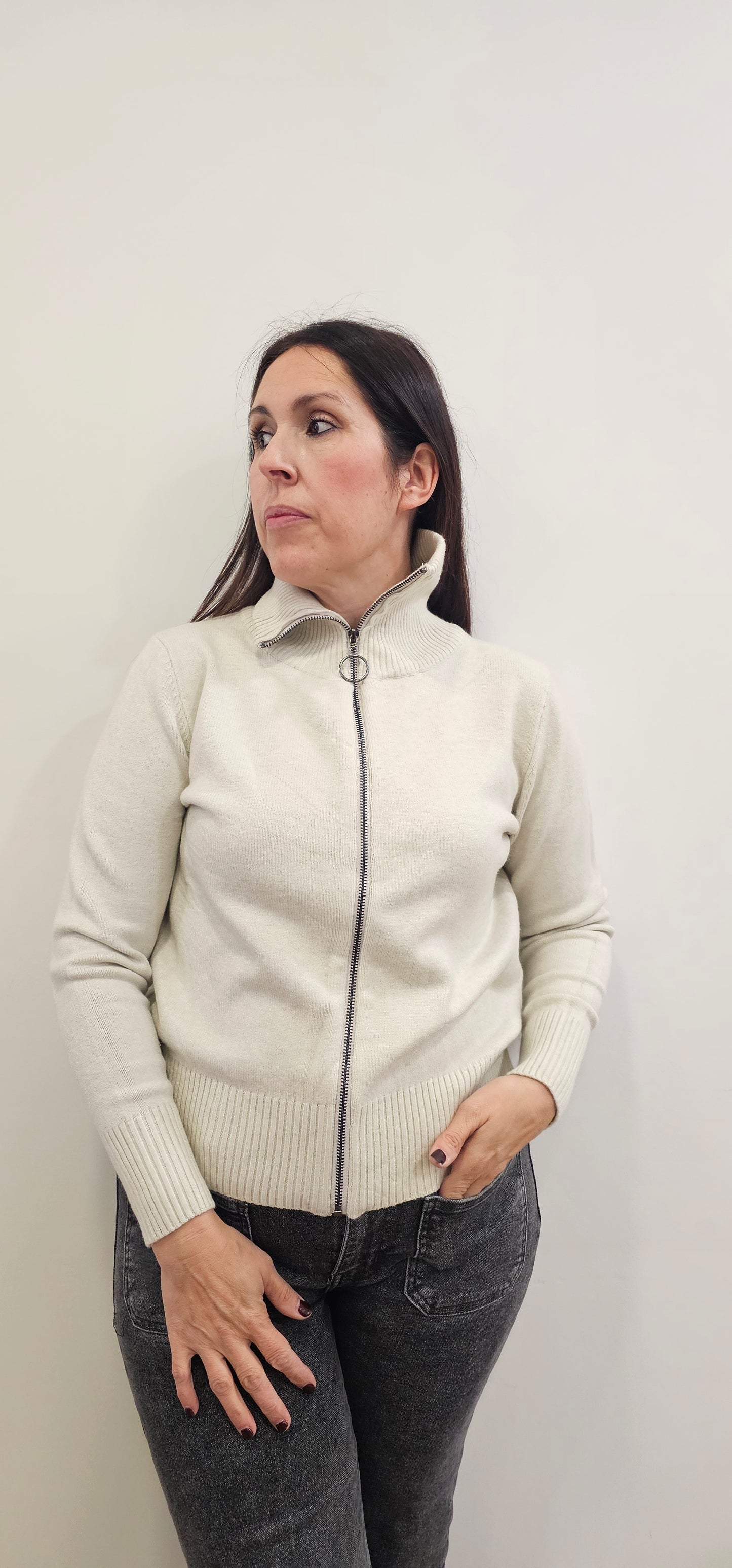 CHAQUETA CREMALLERA BEIG