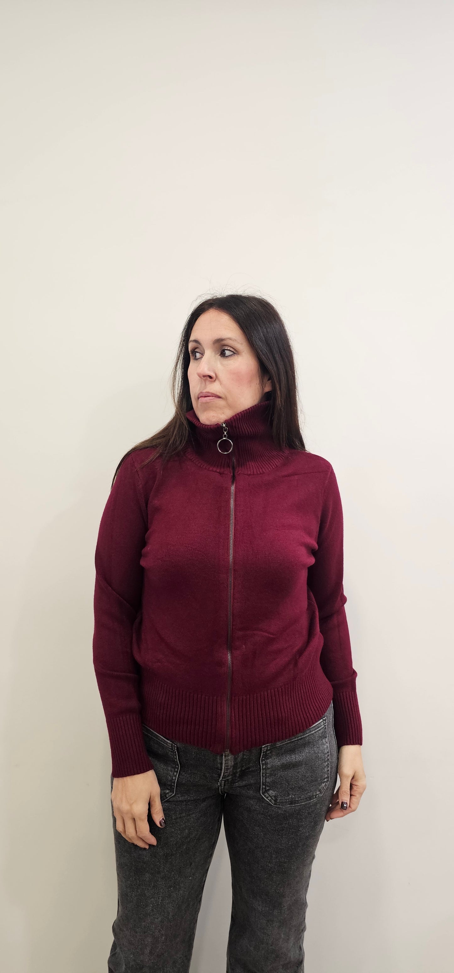 CHAQUETA CREMALLERA BURDEOS