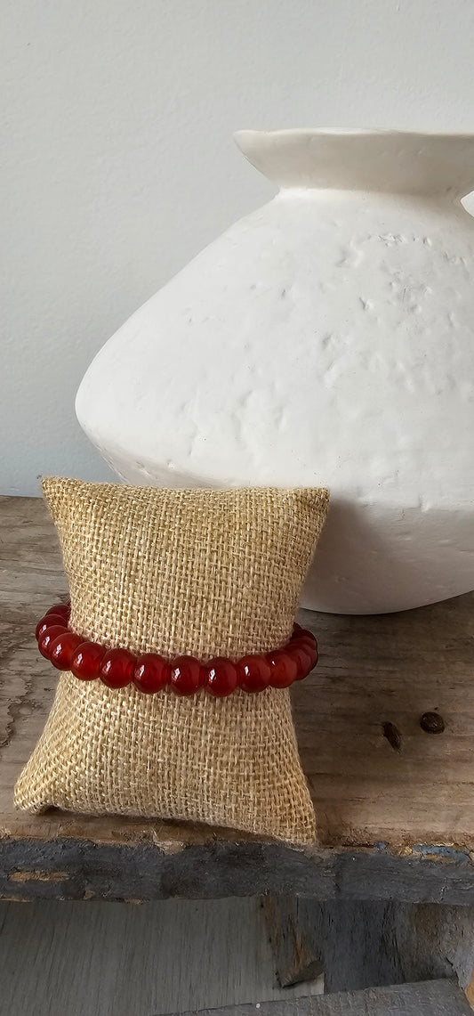 PULSERA PIEDRA NATURAL ROJO