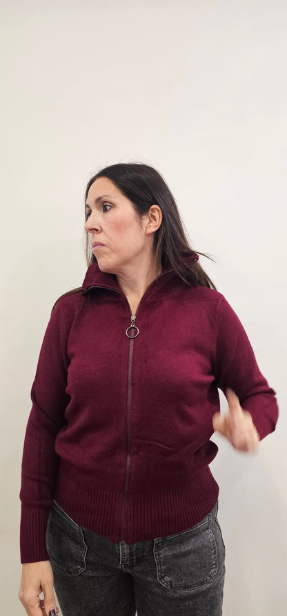 CHAQUETA CREMALLERA BURDEOS