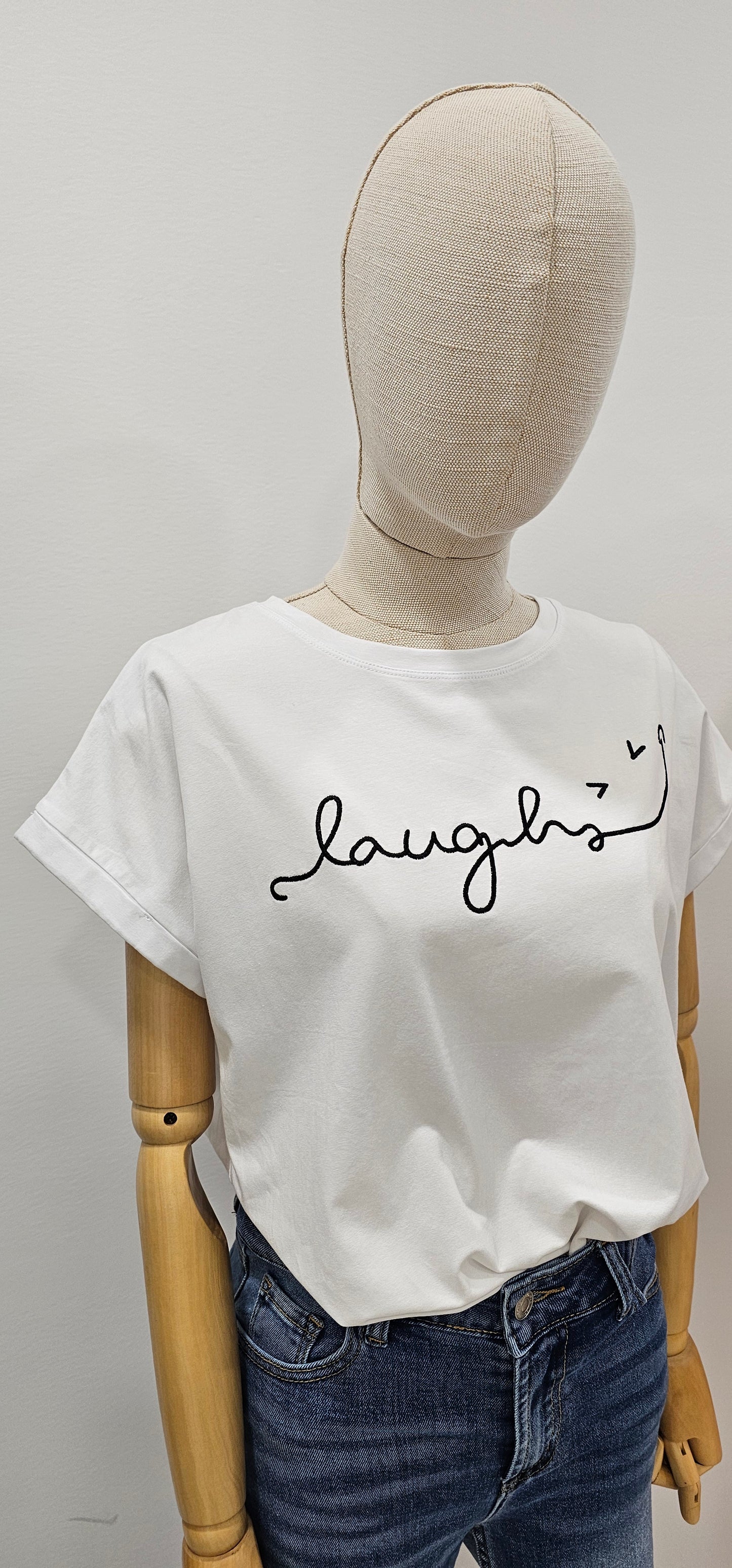 CAMISETA LAUGHS BLANCA