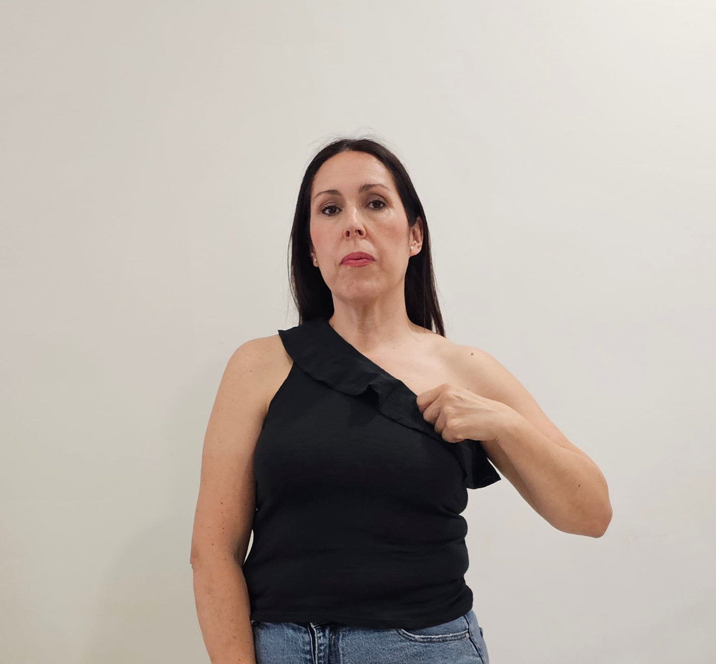 TOP ASIMETRICO NEGRO