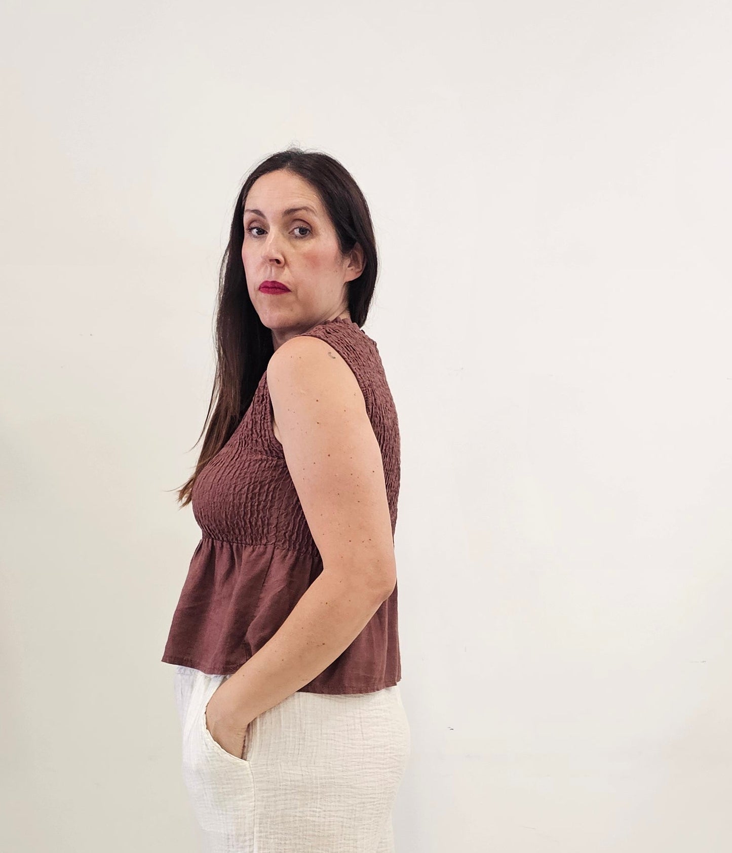 BLUSA INDIGO BURDEOS
