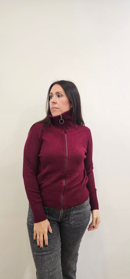 CHAQUETA CREMALLERA BURDEOS