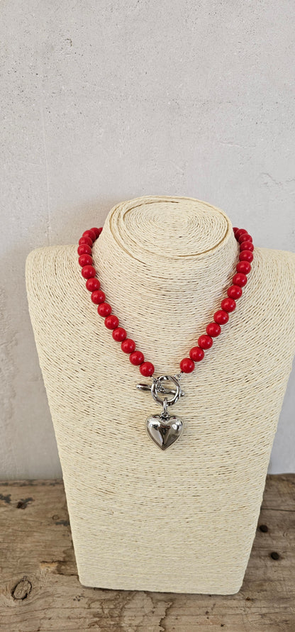 COLLAR CUORE ROJO