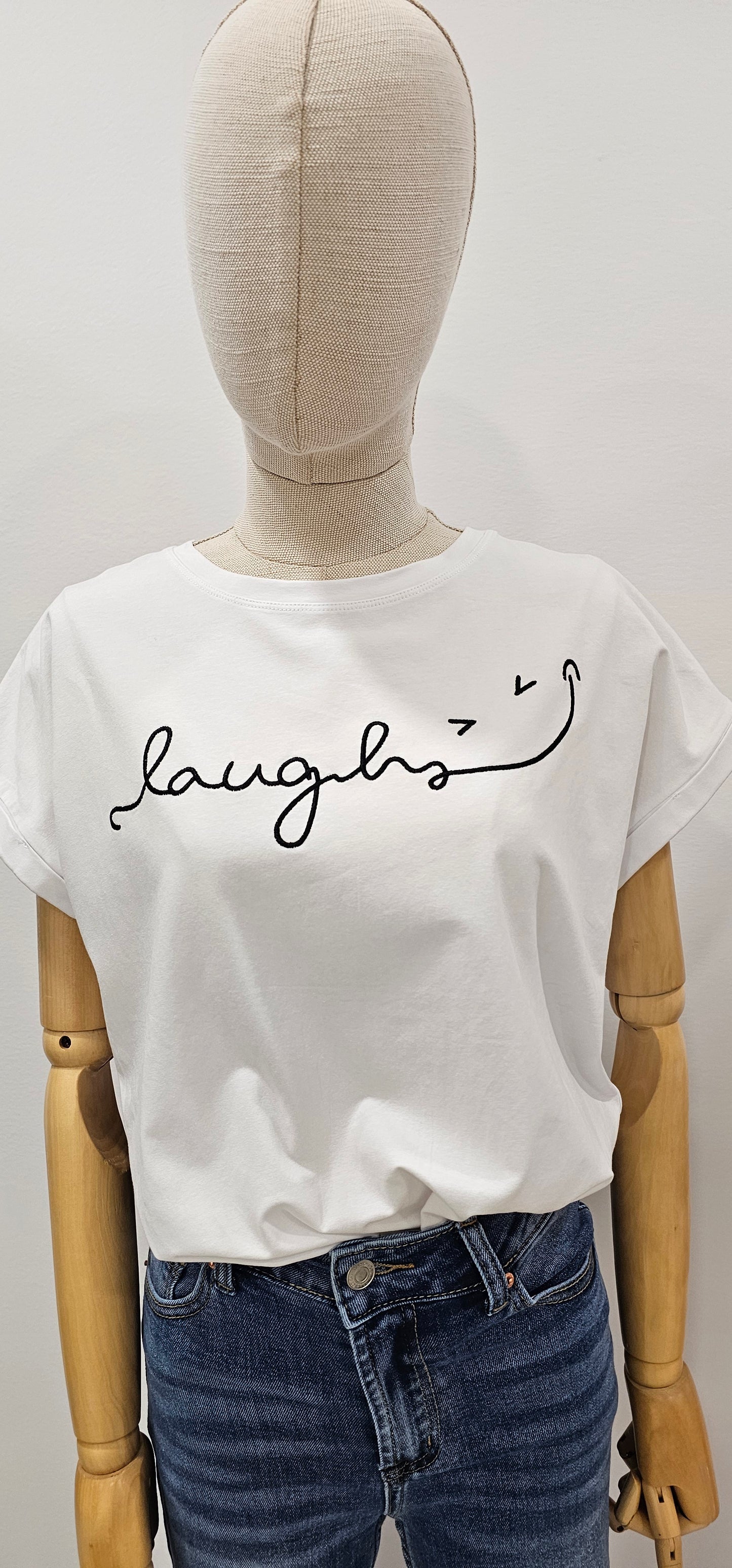 CAMISETA LAUGHS BLANCA