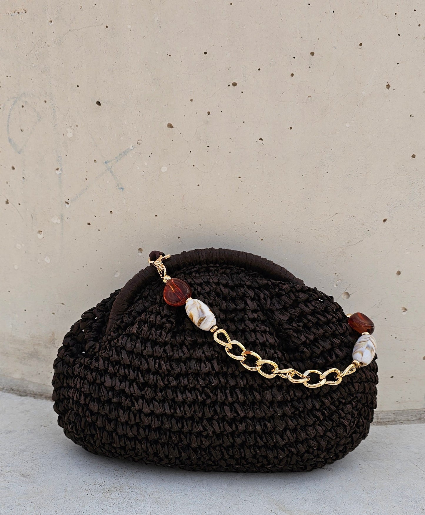 BOLSO RAFIA NATURAL CHOCO