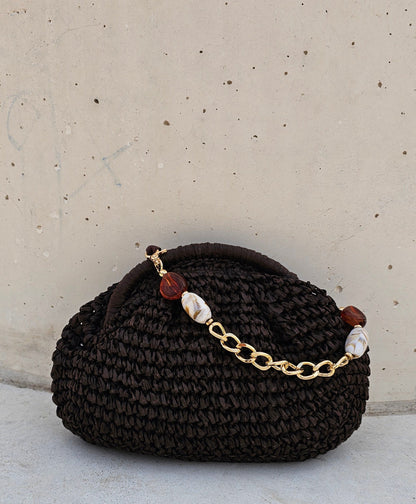 BOLSO RAFIA NATURAL CHOCO
