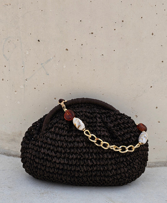 BOLSO RAFIA NATURAL CHOCO